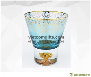 Quà Tặng Bộ 2 Cốc Uống Rượu Mạnh Pha Lê Vàng Lá 24K 02