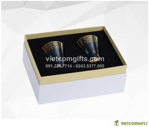 Quà Tặng Bộ 2 Cốc Uống Rượu Vàng Lá 24K