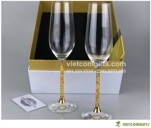 Quà Tặng Bộ 2 Ly Uống Rượu Vàng Lá 24K 02